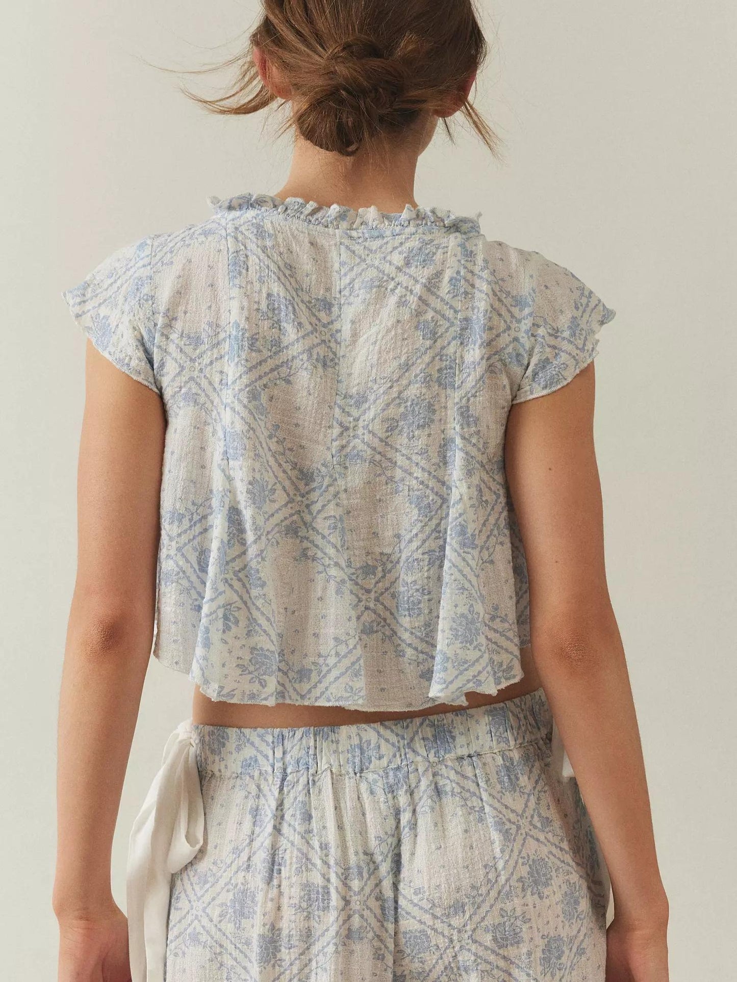 Stylish Sleeveless Top and Wide - Leg Pants Pajama