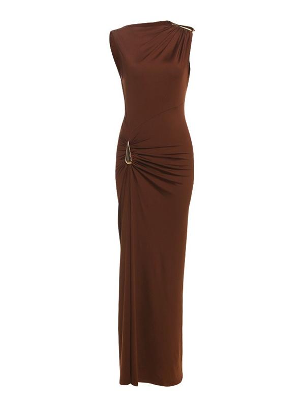Elegant One - Shoulder Maxi Dress with Knot Detail
