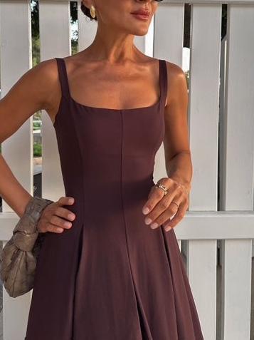 Elegant Square - Neck Sleeveless Maxi Dress