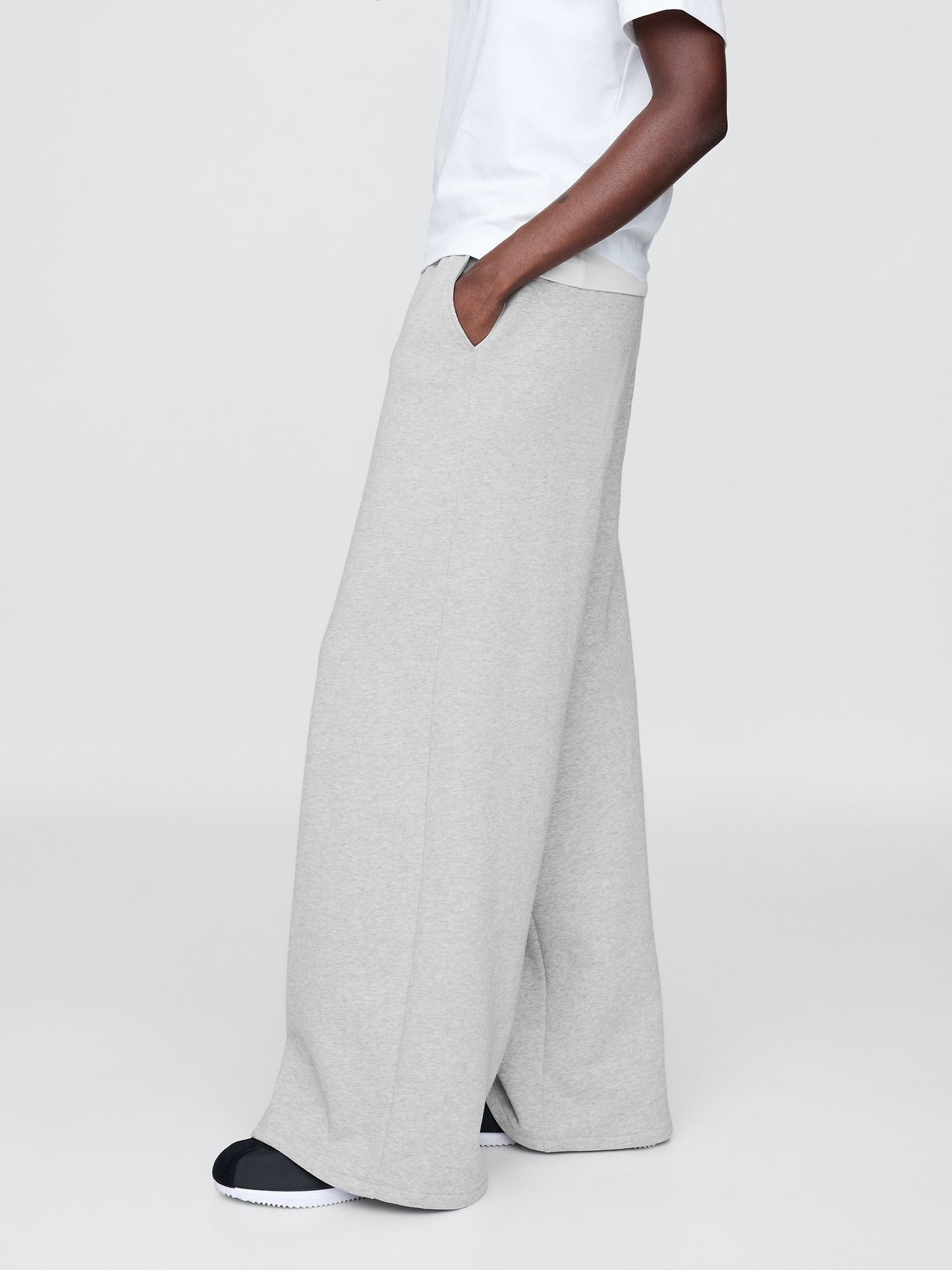 Light Grey Activewear Set: Hoodie with Wide - Leg SweatPant