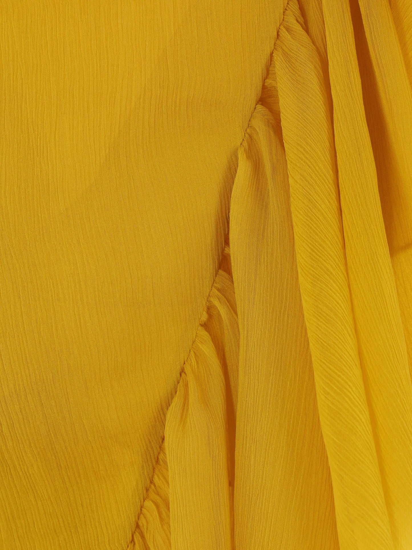 Ruffled Wrap Yellow Midi Dress