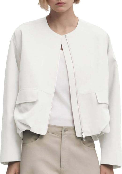 Stylish Zipper Cropped Bomber Jackets