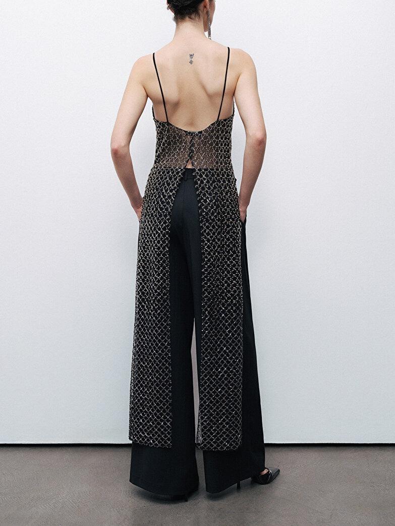 Glamorous Black Sleeveless Dress with Sparkling Embellishments