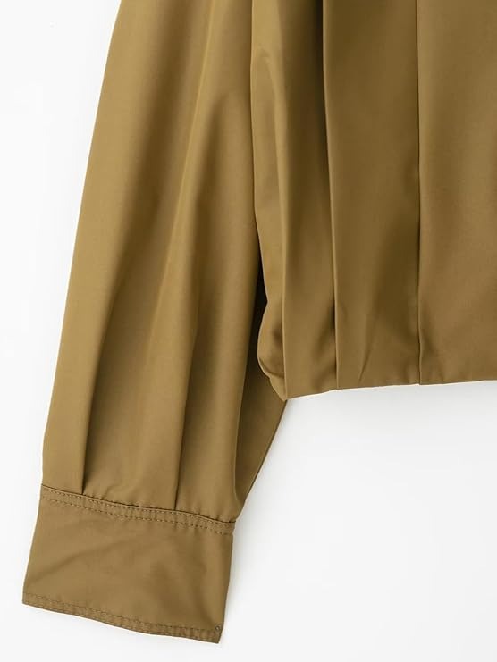 Casual Lapel Collar Cropped Pleated Jacket