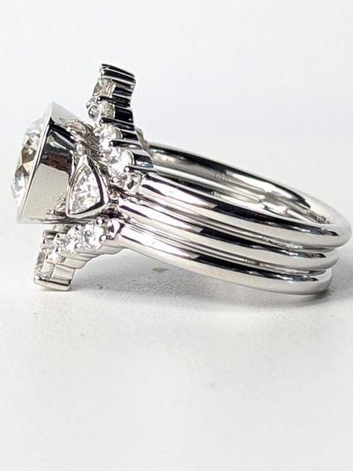 Cushion & Trilliant Cut Moissanite Ring Set
