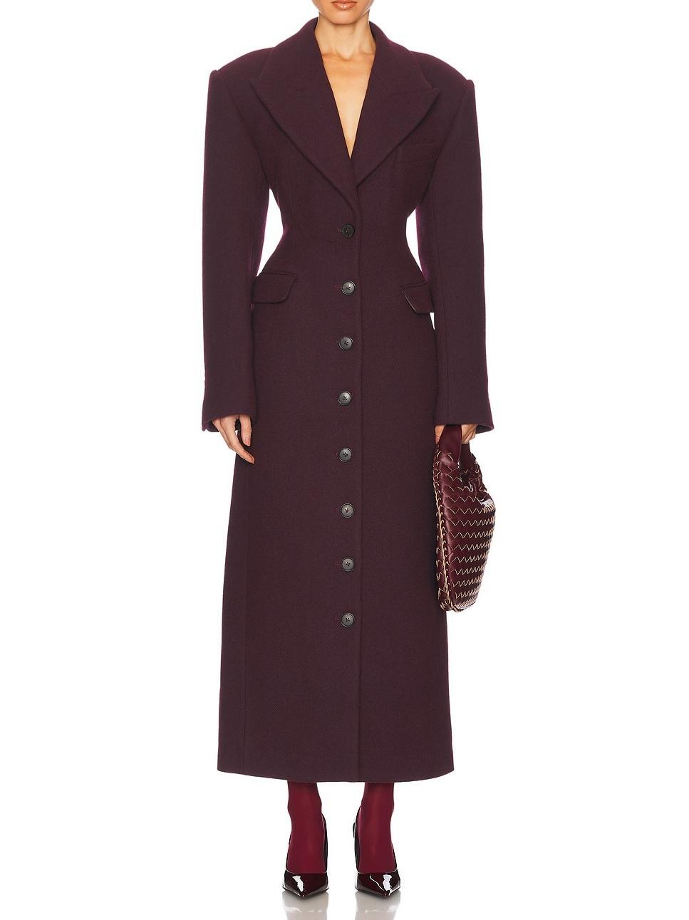 Elegant Burgundy Long - Coat