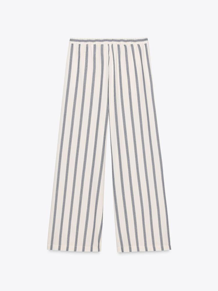 Elegant Wide - Leg Pants with Slim Stripes