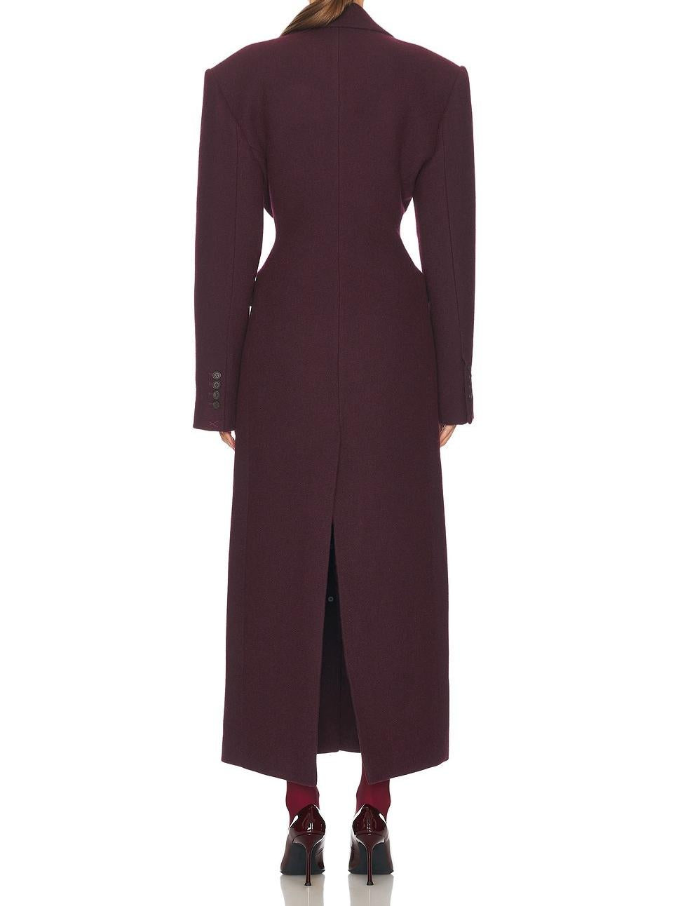 Elegant Burgundy Long - Coat