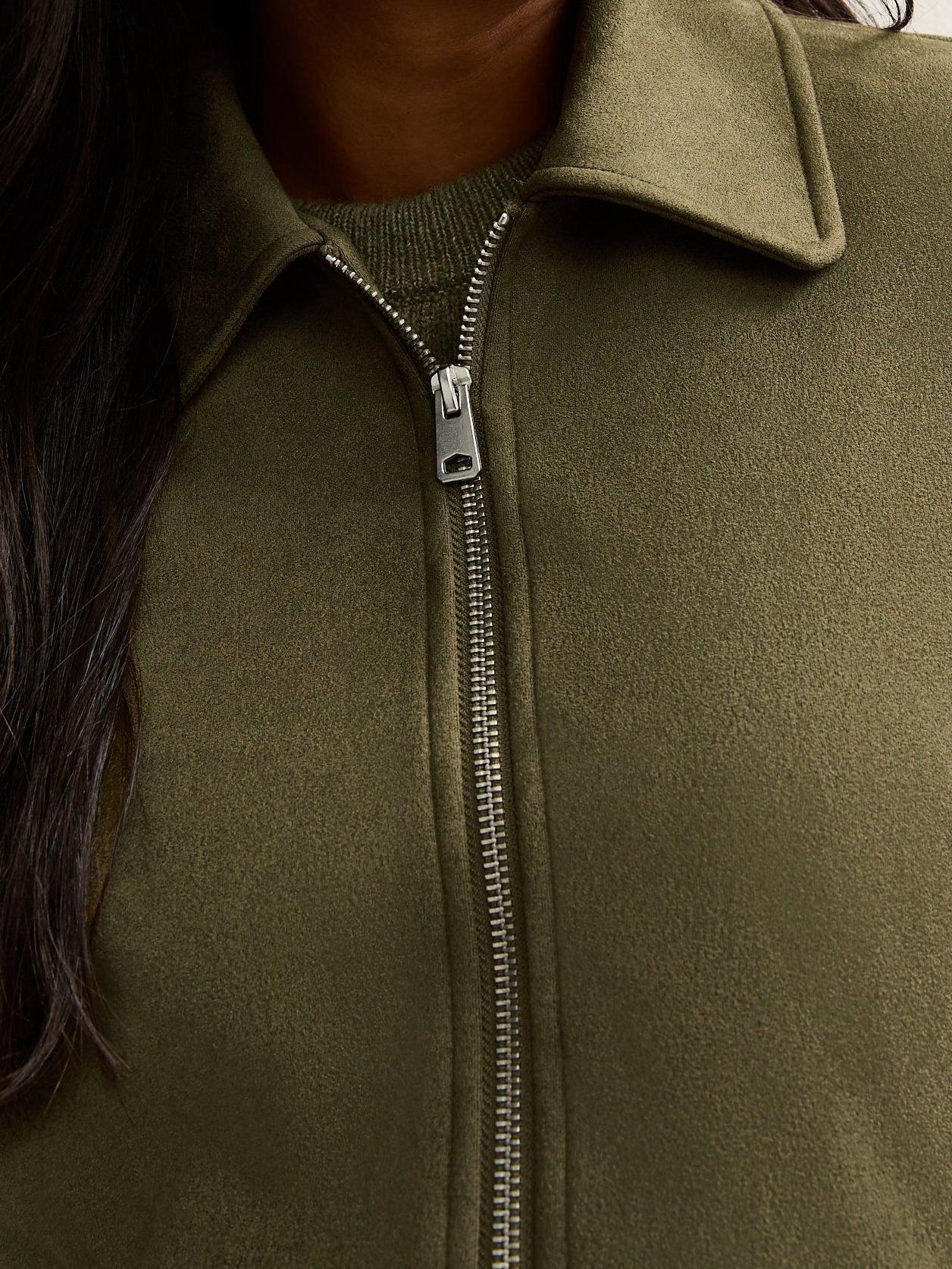 Faux Suede Bubblehem Bomber Jacket
