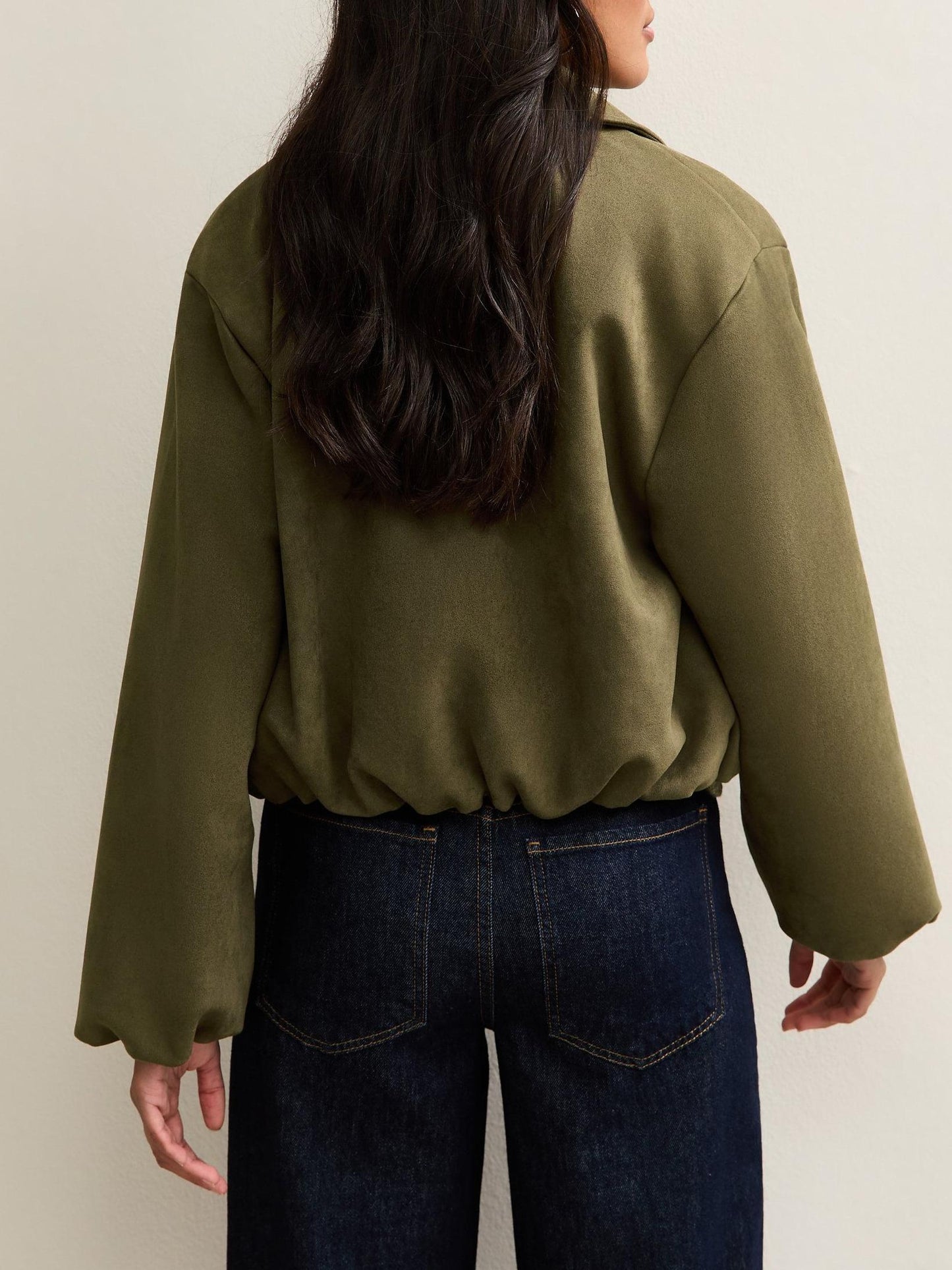Faux Suede Bubblehem Bomber Jacket