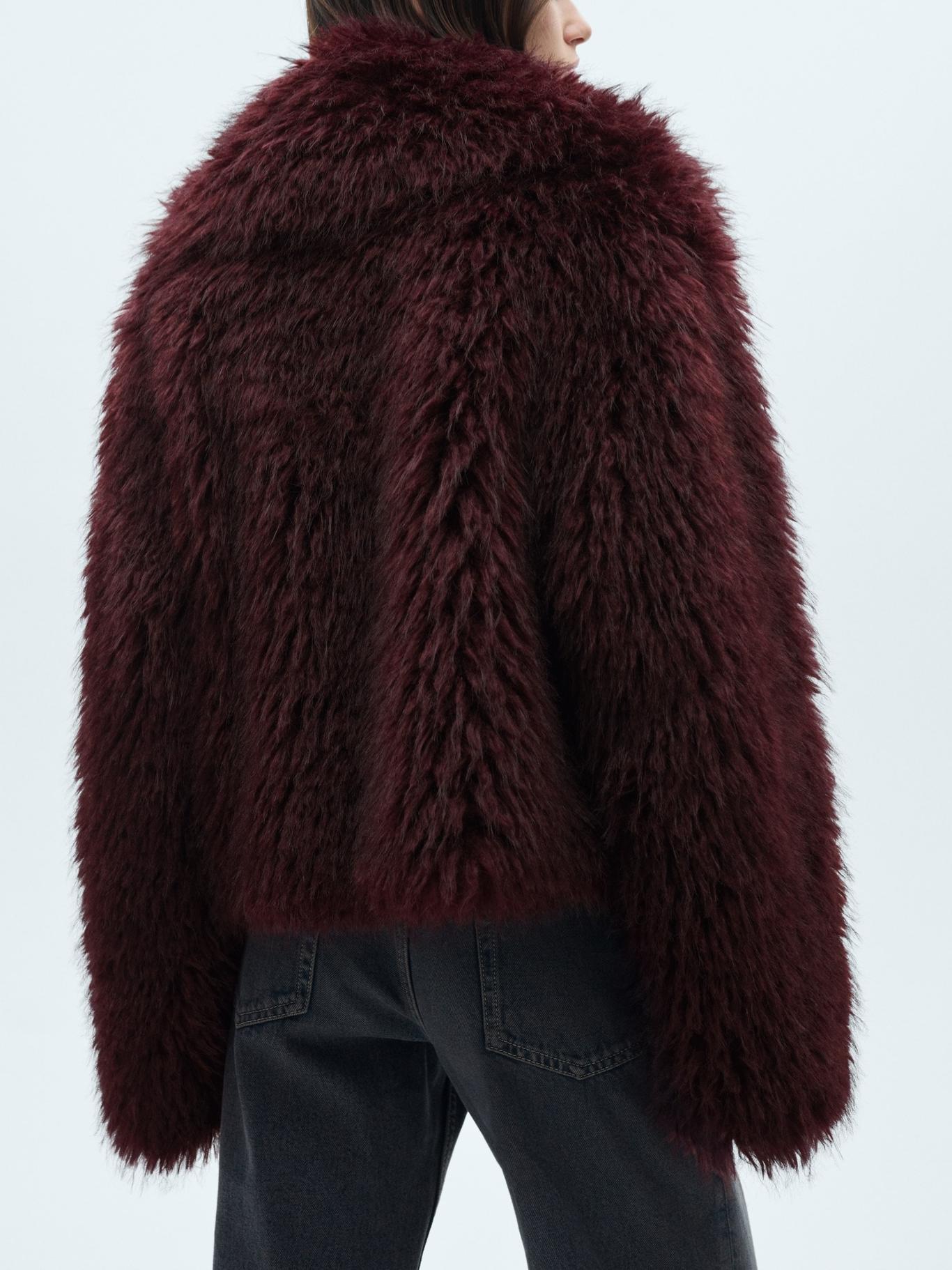 Faux fur jacket with lapels