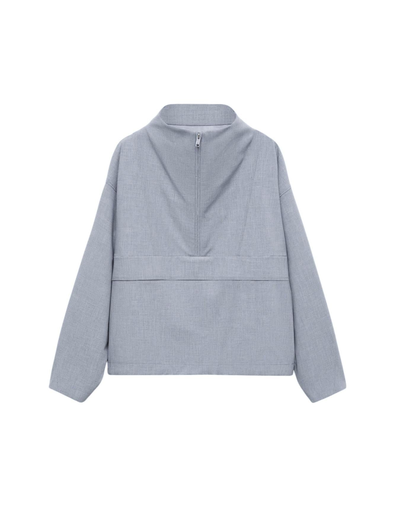 Elegant Light - Grey Long - Sleeved Blouse
