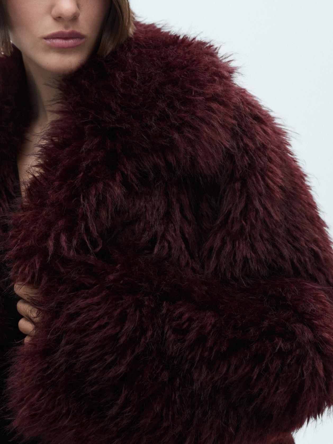 Faux fur jacket with lapels