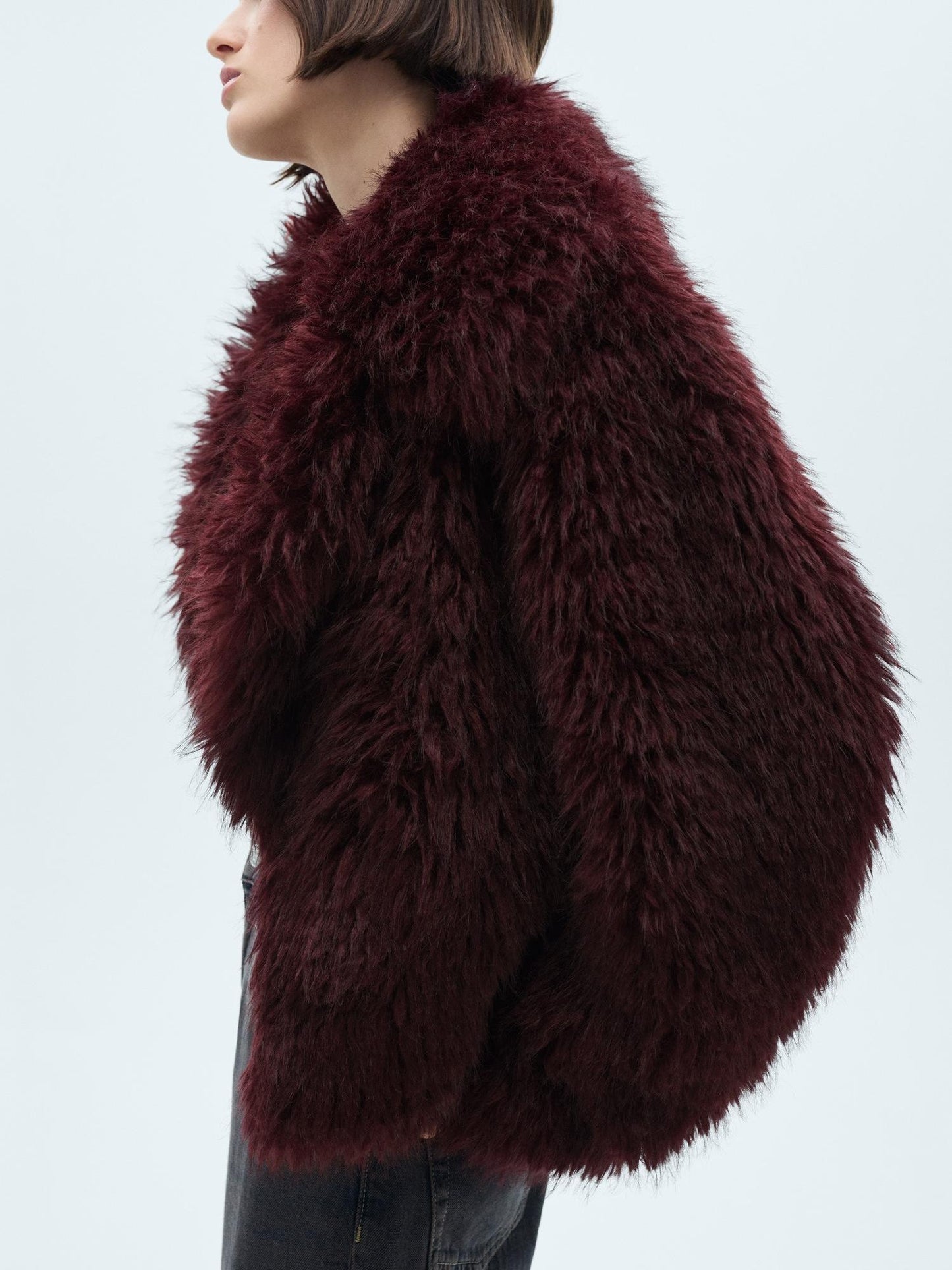 Faux fur jacket with lapels
