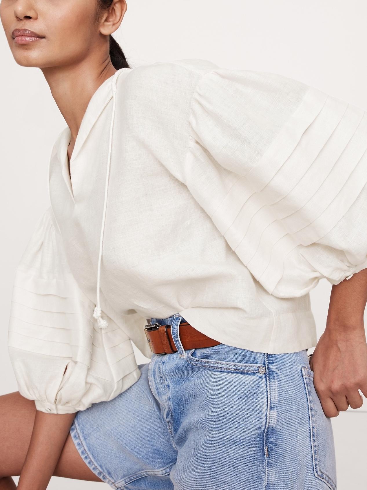 Elegant Puffed - Sleeve Blouse