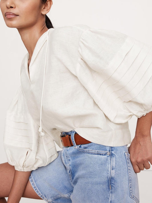 Elegant Puffed - Sleeve Blouse