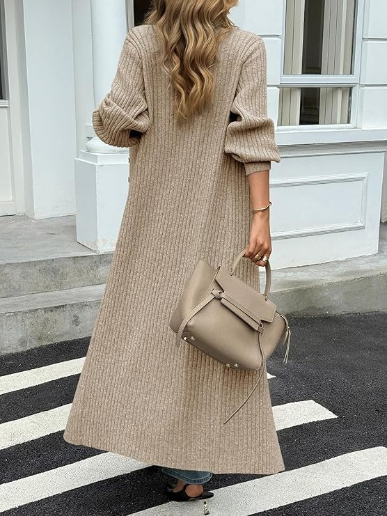 Stylish V Neck Button Down Chunky Knit Dusters