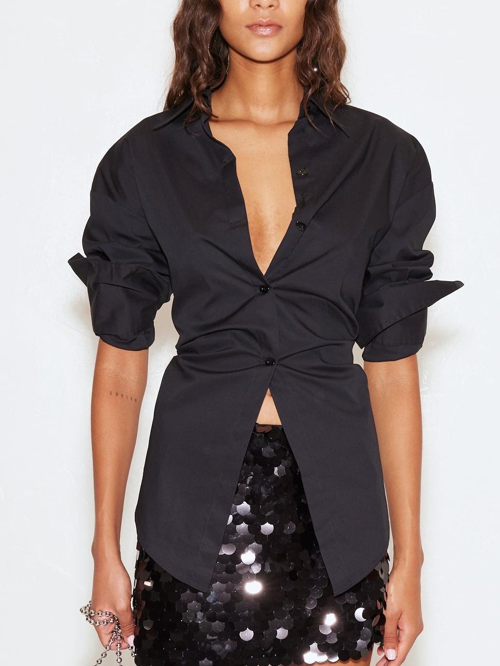 Stylish Open Back White Dress Shirt