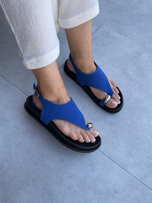 Suede Color Accessory Detailed Flat Sole Sandals