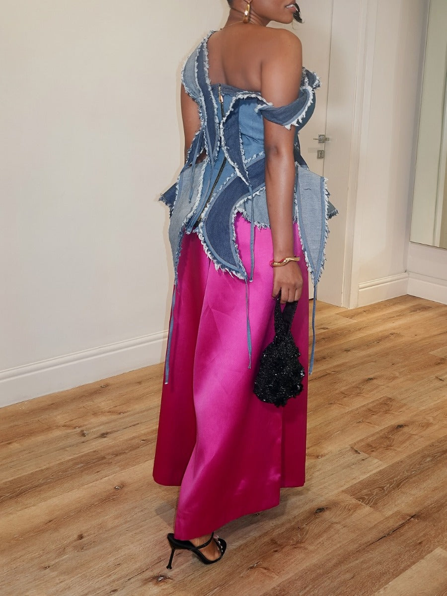 Irregular Design Denim Top