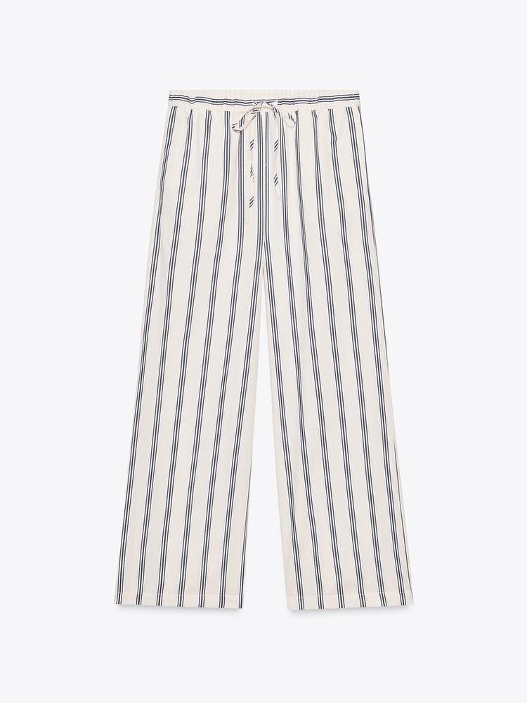 Elegant Wide - Leg Pants with Slim Stripes