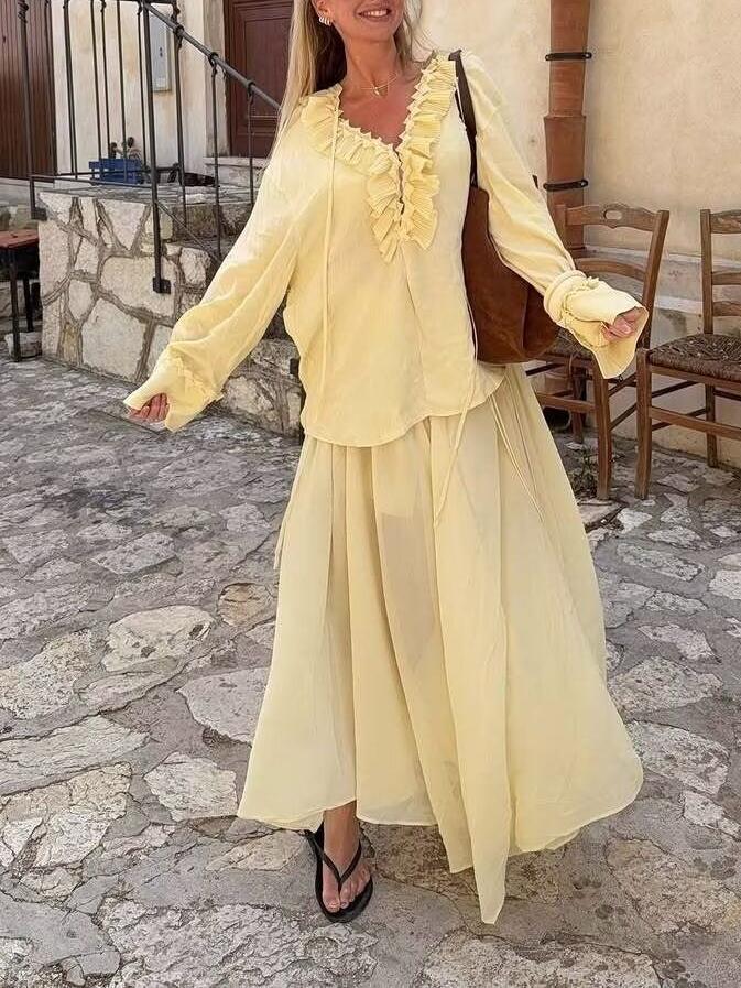 Elegant Light - Yellow Flowy Skirt