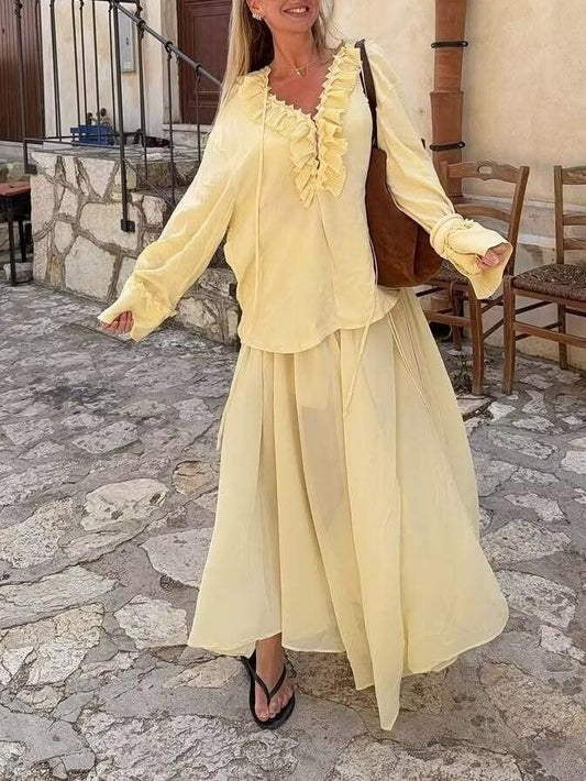 Elegant Light - Yellow Flowy Skirt