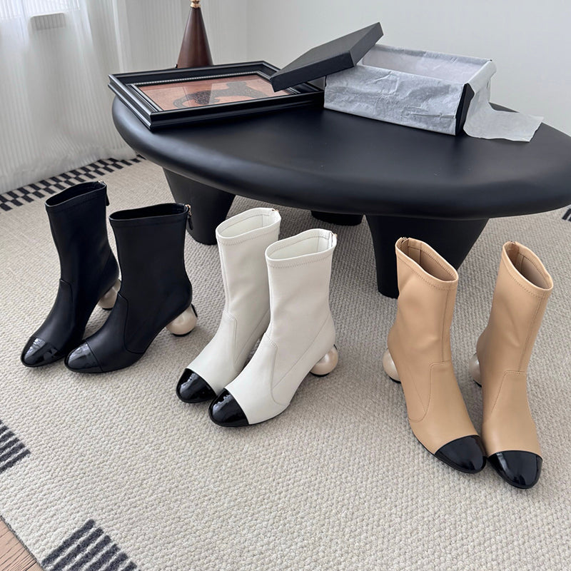 Stylish Ankle Boots with Unique Ball - Heel Design