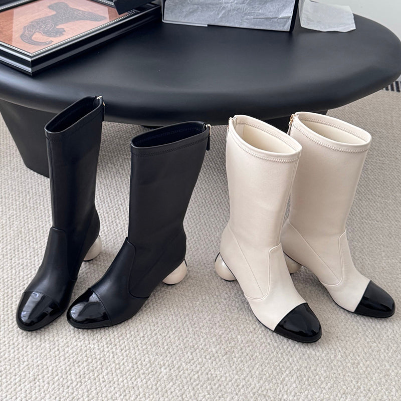Stylish Ankle Boots with Unique Ball - Heel Design