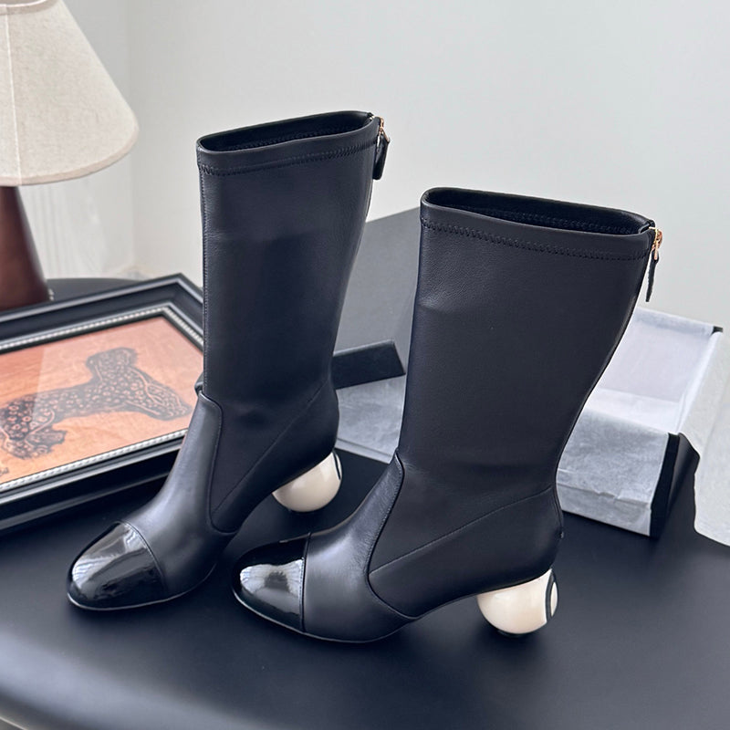 Stylish Ankle Boots with Unique Ball - Heel Design