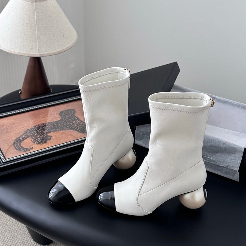 Stylish Ankle Boots with Unique Ball - Heel Design