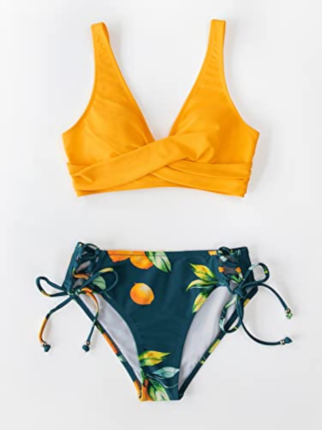 Front Cross Lace Up Two Piece Bathing Suit