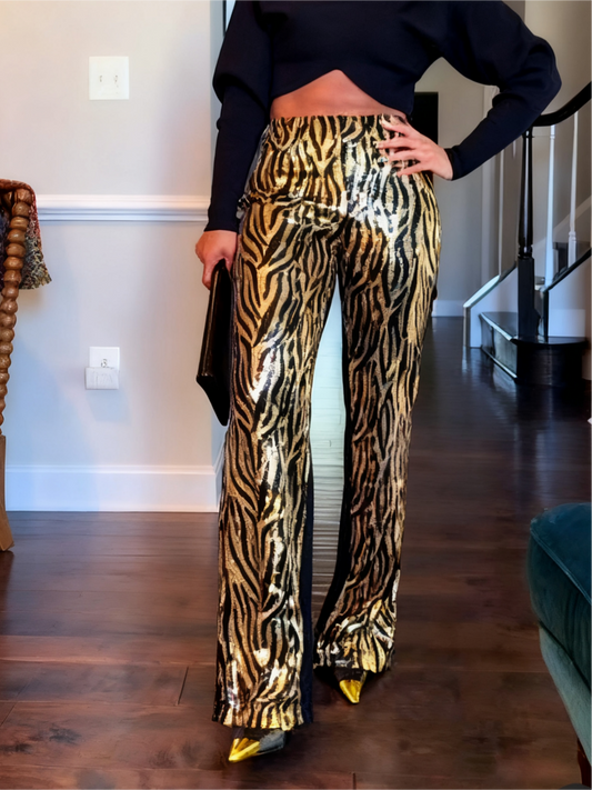 Patterned Sequined Pants