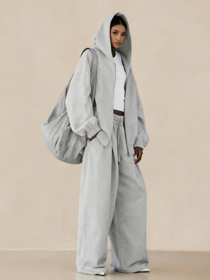 Hooded Solid Color Zipper Suit