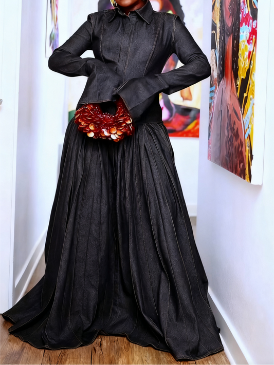 Stylish Long - length Denim Maxi Dress