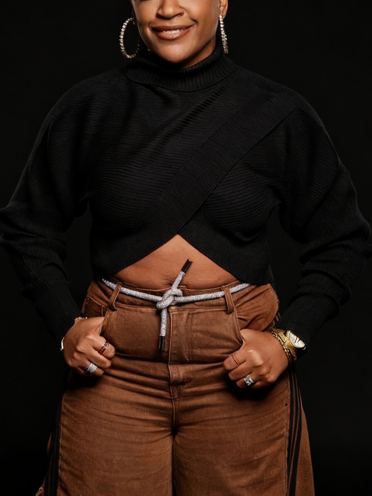 Cropped Crossover Turtleneck