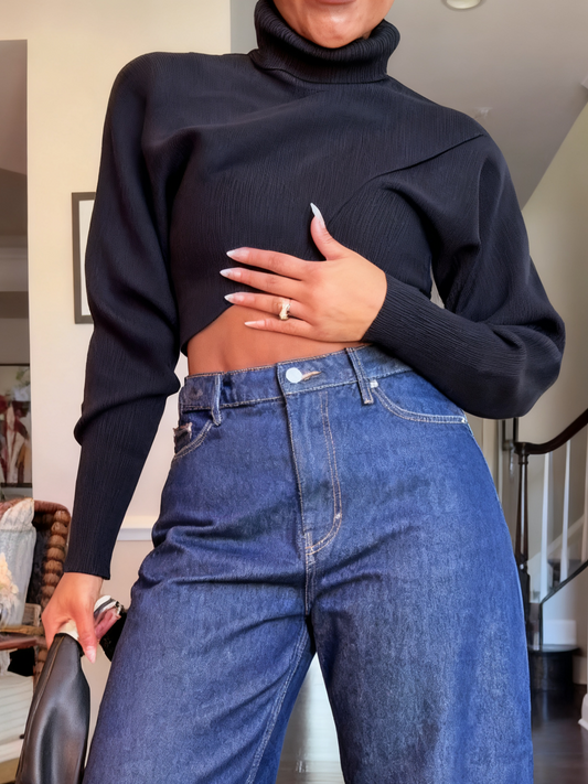 Cropped Crossover Turtleneck