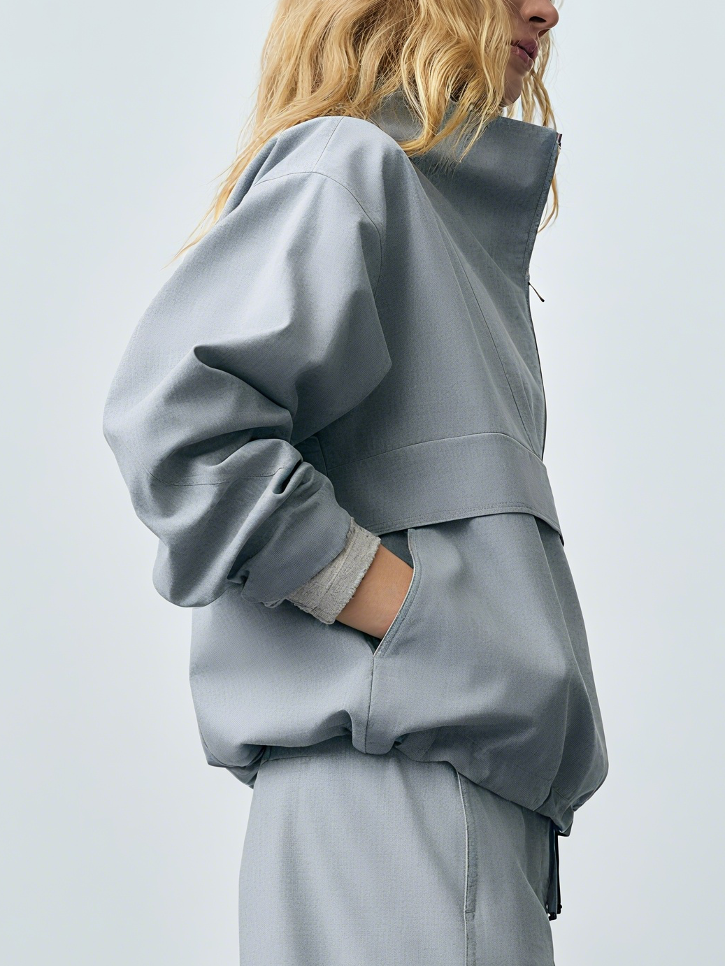 Elegant Light - Grey Long - Sleeved Blouse