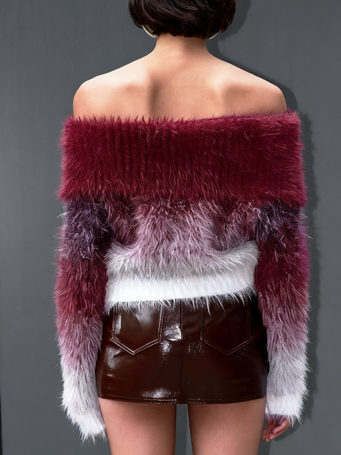 Ombre Fuzzy Off - Shoulder Sweater