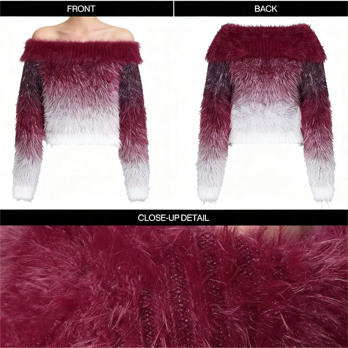 Ombre Fuzzy Off - Shoulder Sweater