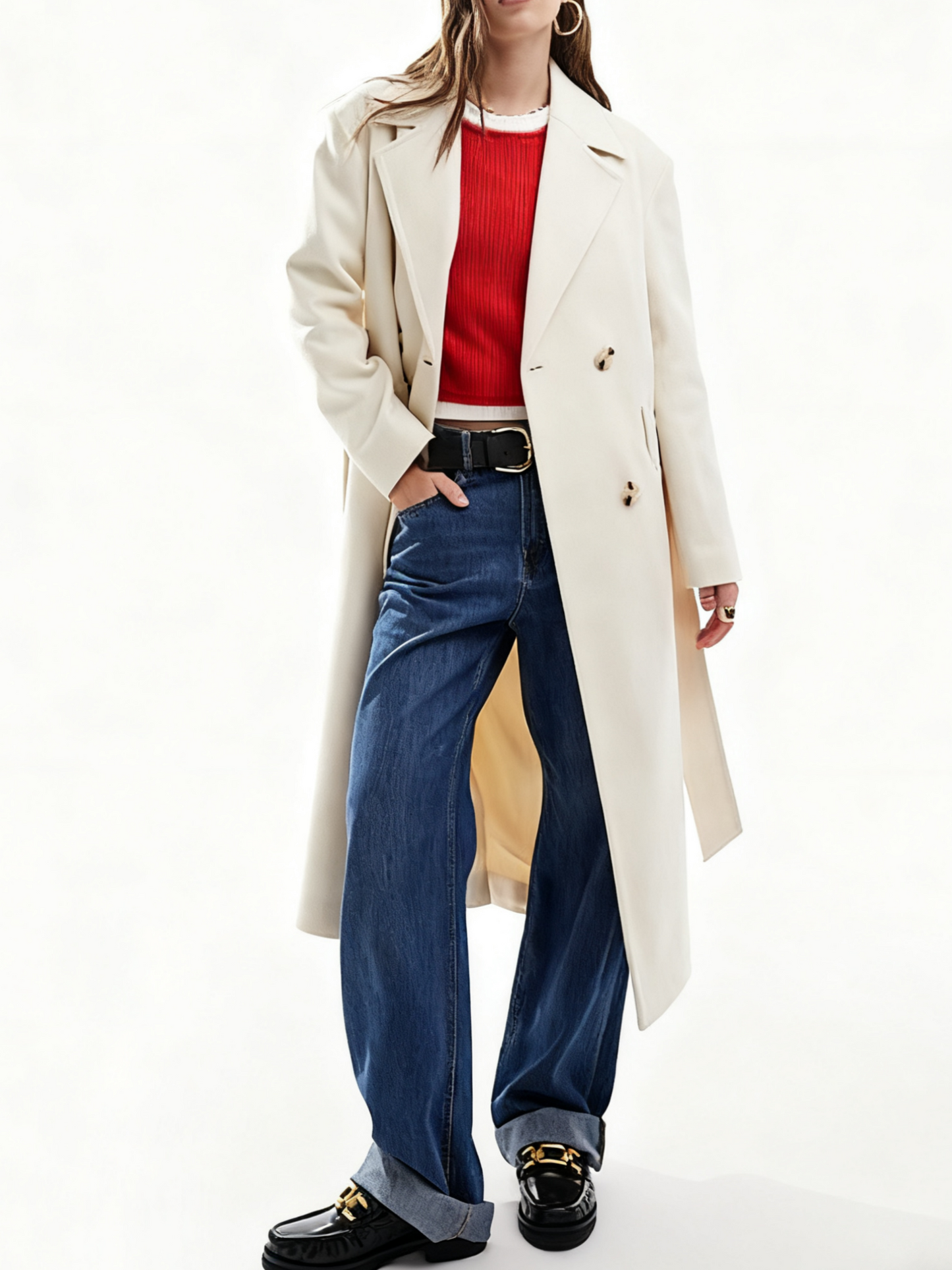 Elegant Belted Wrap Formal Coat