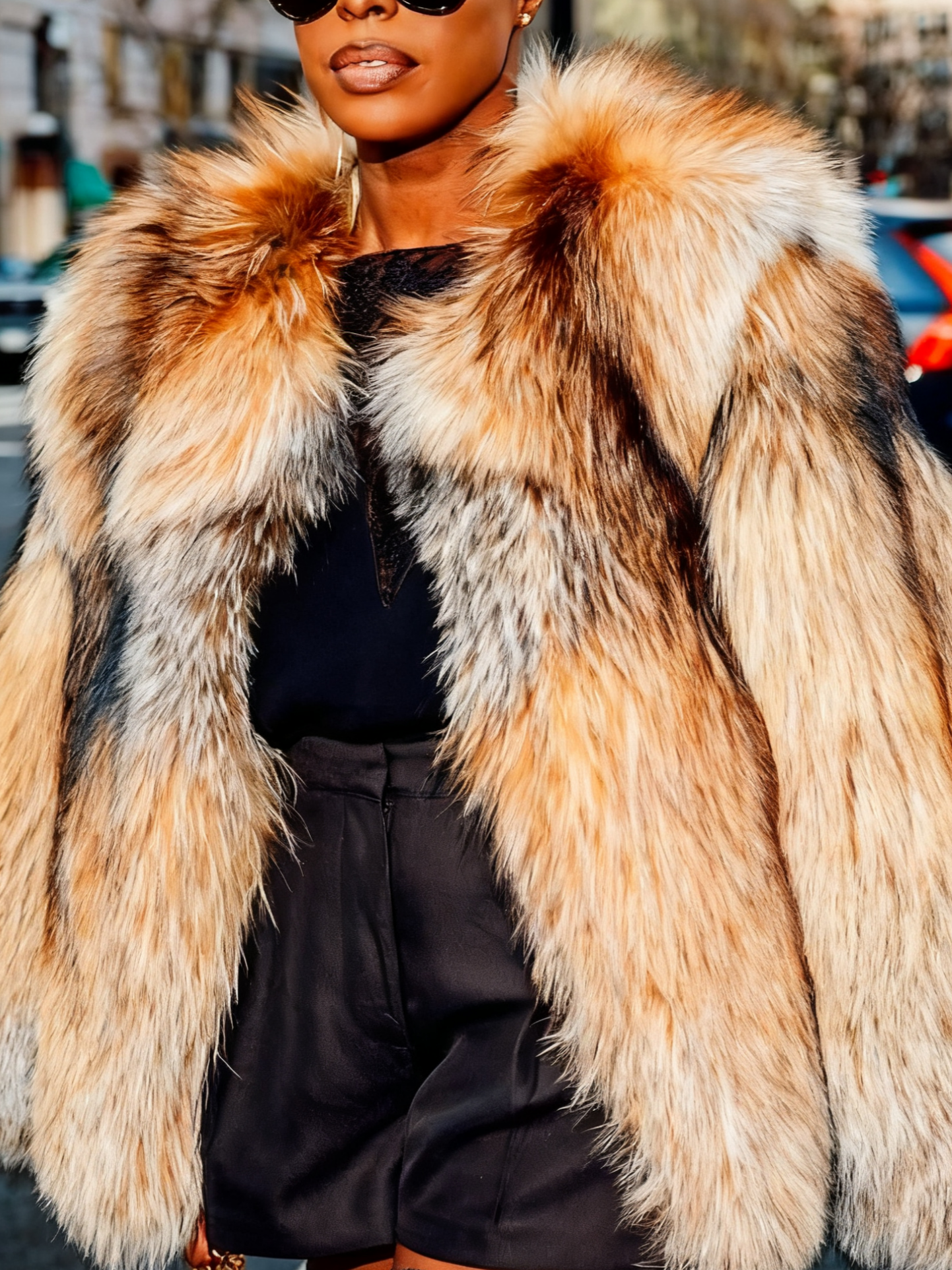 Gorgeous Multicolored Faux Fur Coat