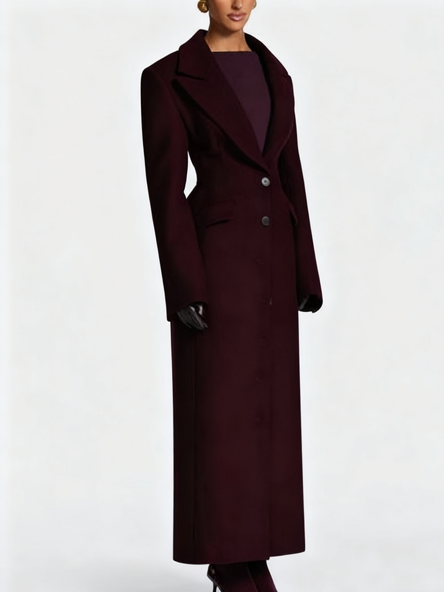 Long Wool Coat - Elegant Single - Breasted Maxi Overcoat