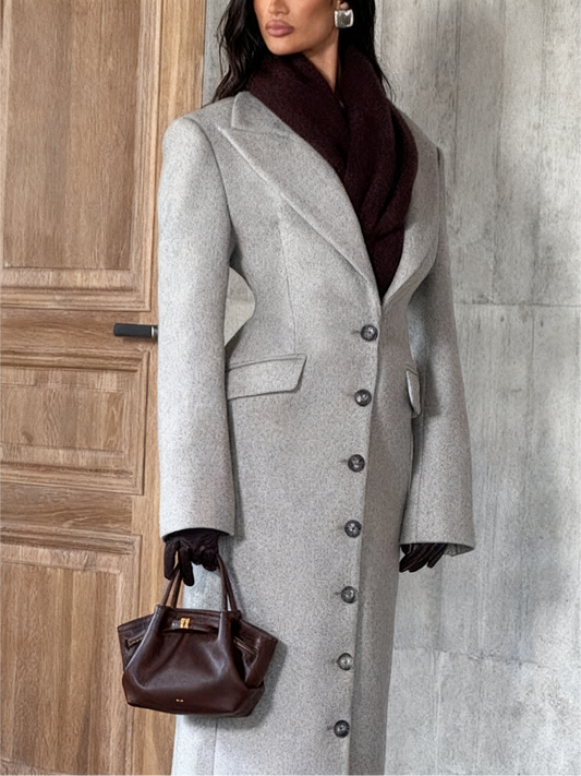 Long Wool Coat - Elegant Single - Breasted Maxi Overcoat