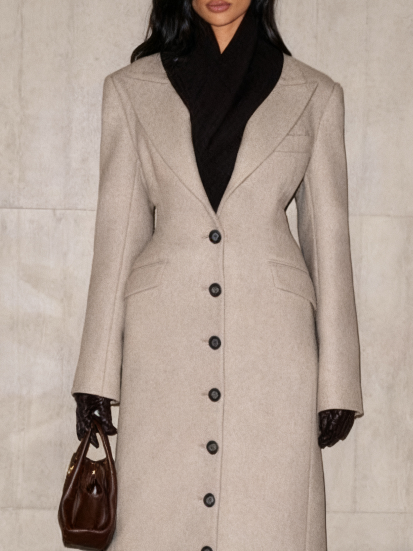 Long Wool Coat - Elegant Single - Breasted Maxi Overcoat