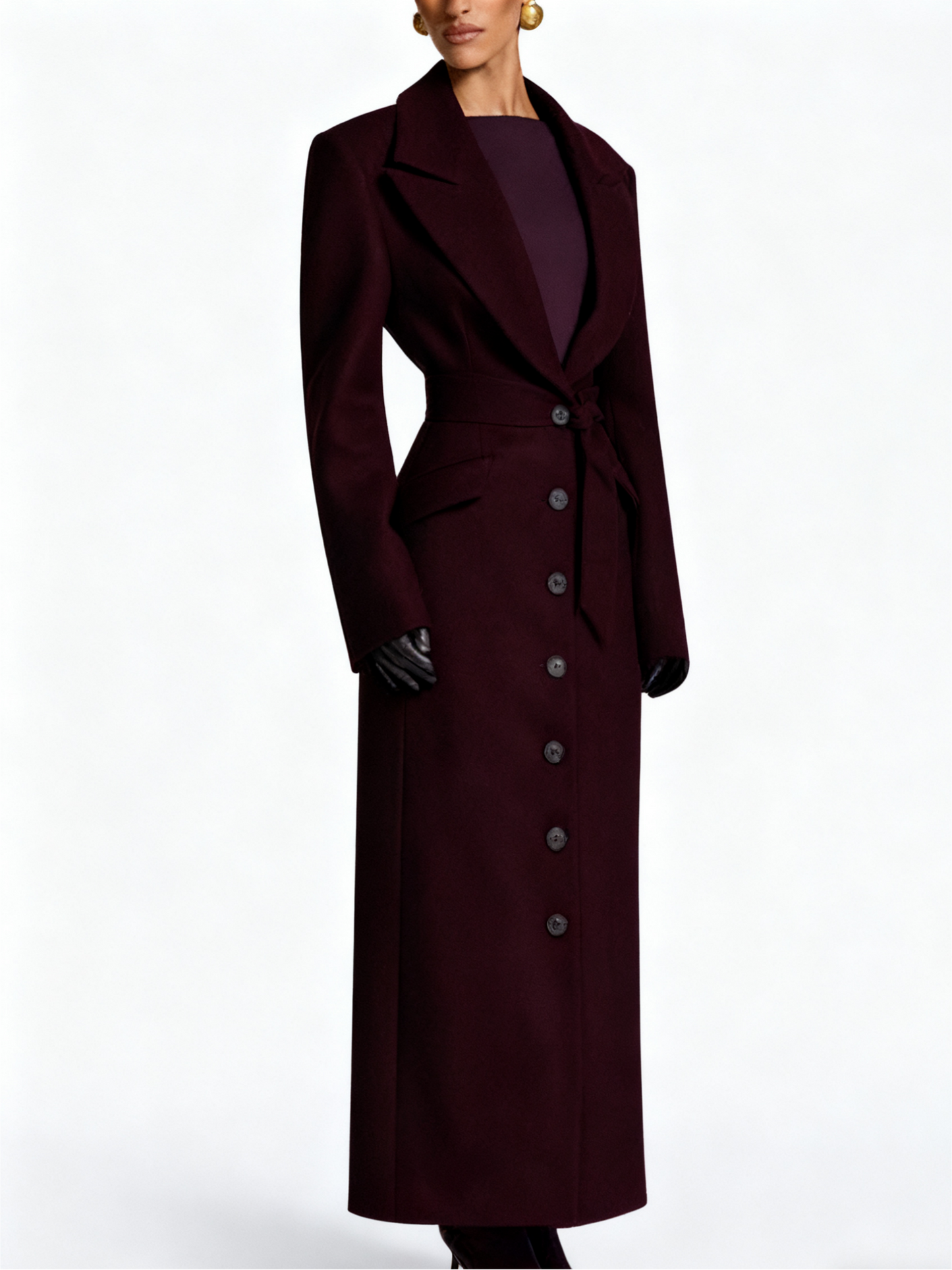 Long Wool Coat - Elegant Single - Breasted Maxi Overcoat