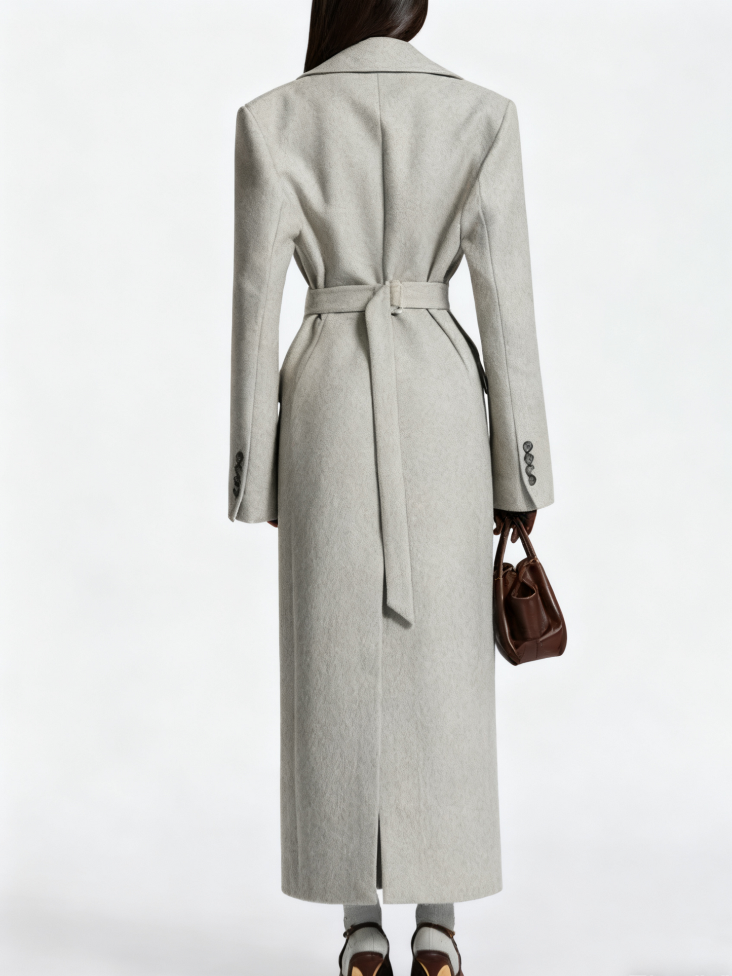 Long Wool Coat - Elegant Single - Breasted Maxi Overcoat