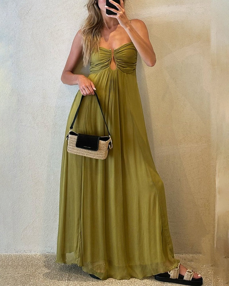 Gorgeous Olive - green Strappy Maxi Dress