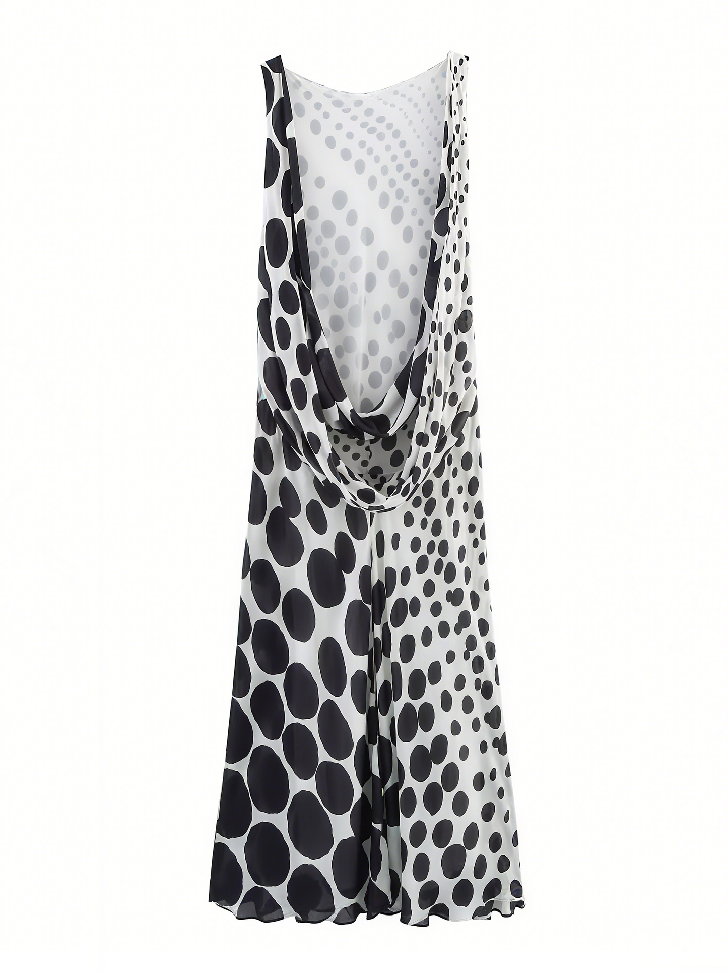 Elegant Polka - dot Open Back Maxi Dress