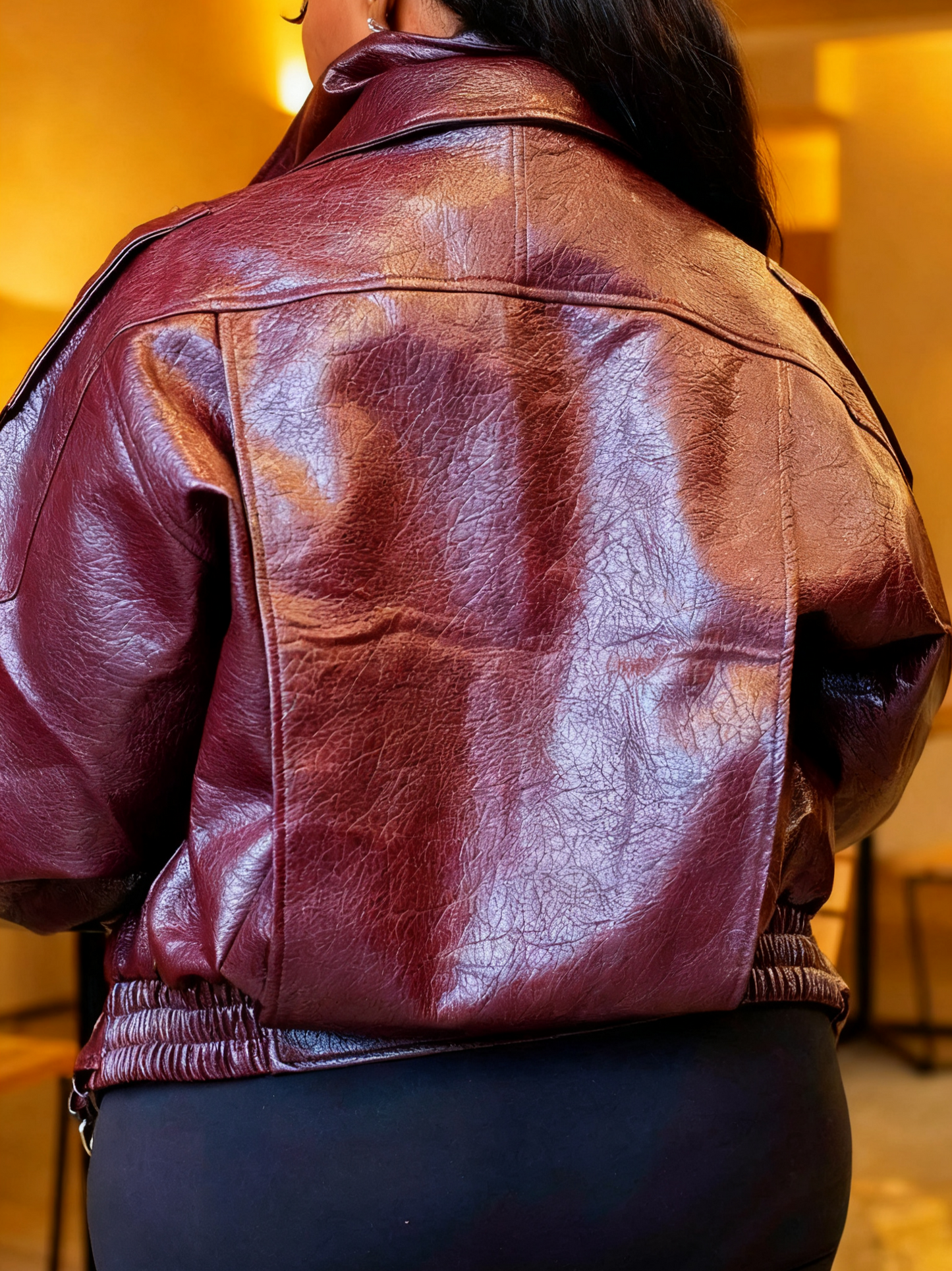 Burgundy Faux Leather Jacket